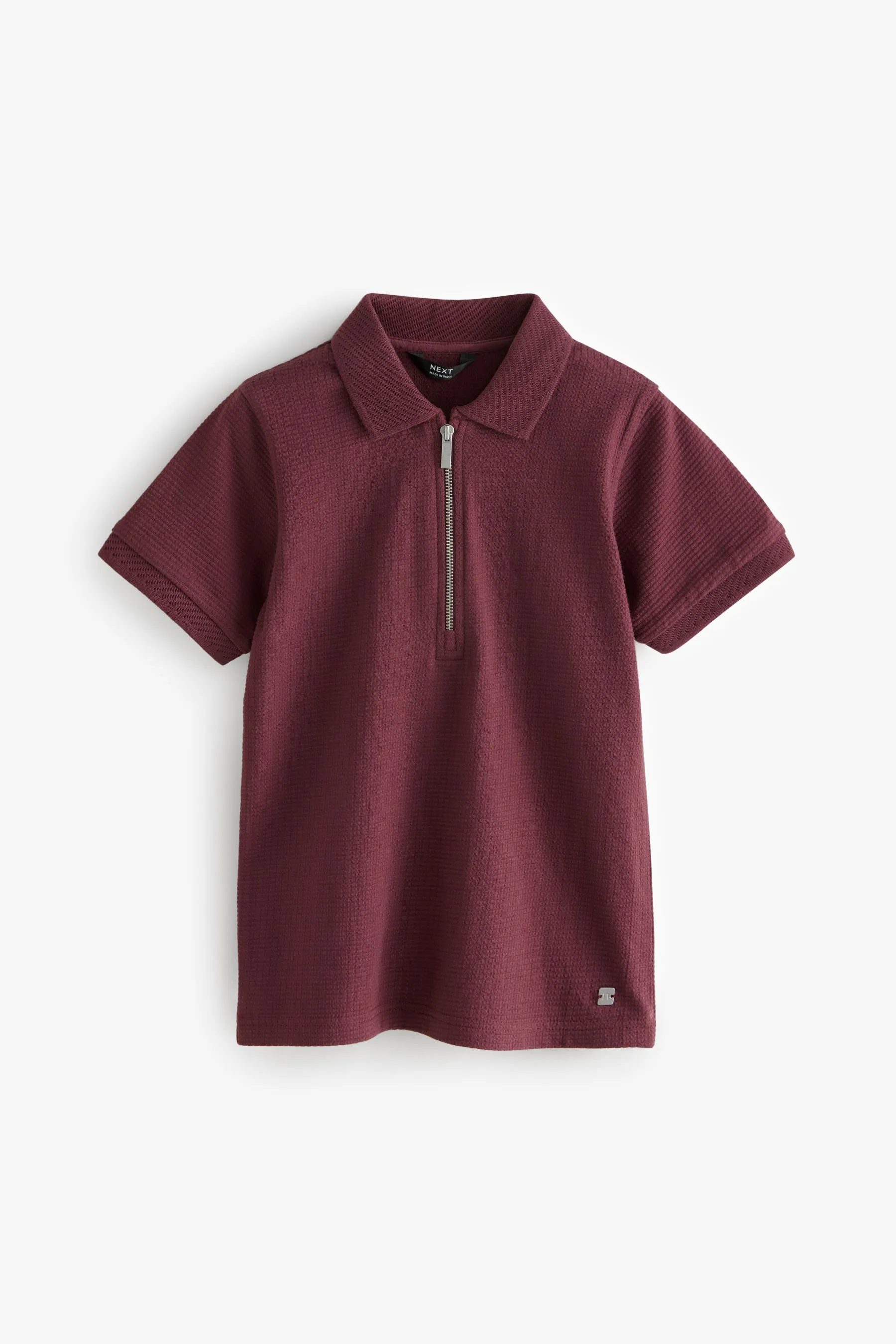 100% Cotone Cotone Testurizzato Maniche corte Polo con Collo e Zip (3-16anni)    