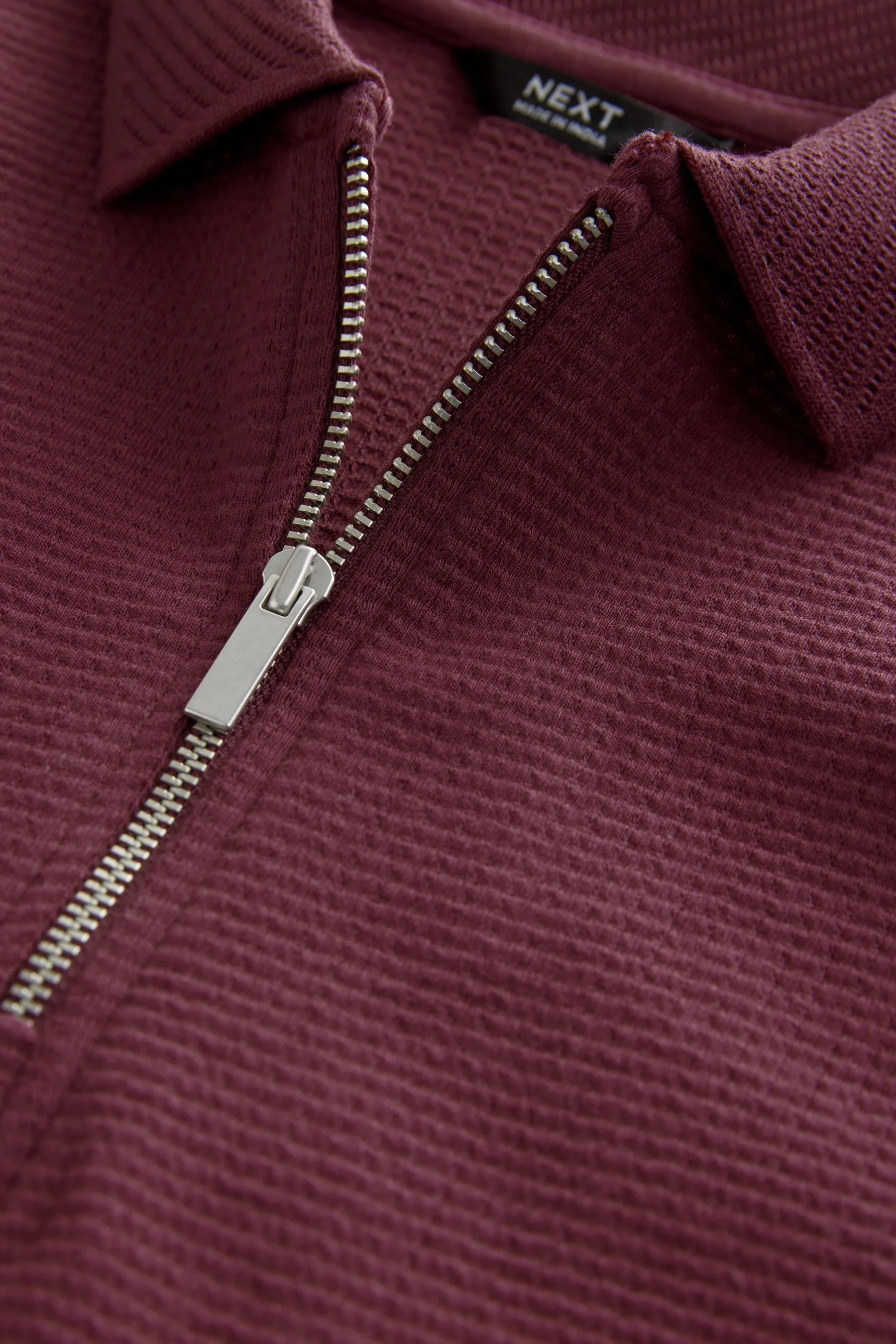 100% Cotone Cotone Testurizzato Maniche corte Polo con Collo e Zip (3-16anni)    