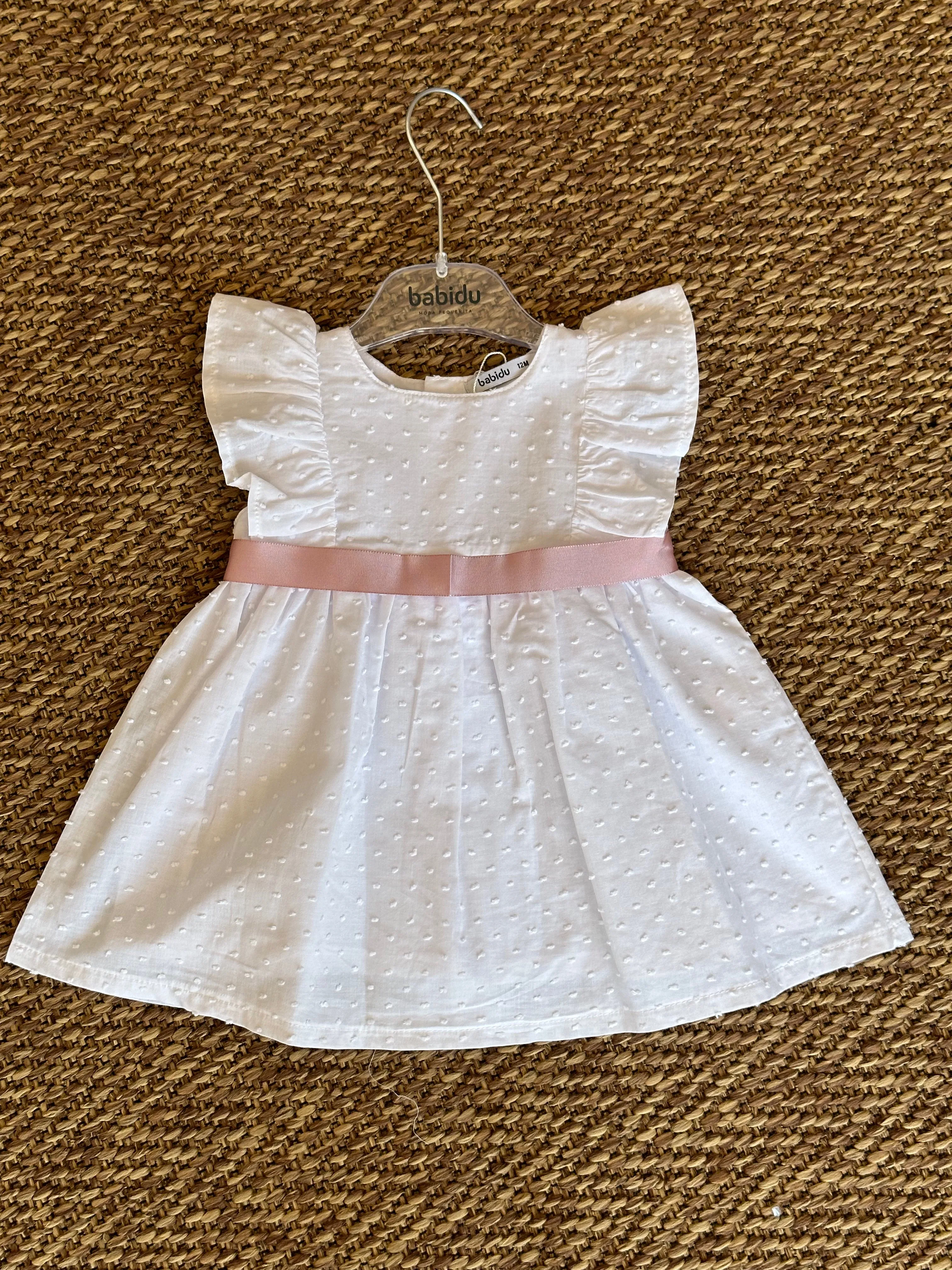 Abitino in cotone bianco con fiocco