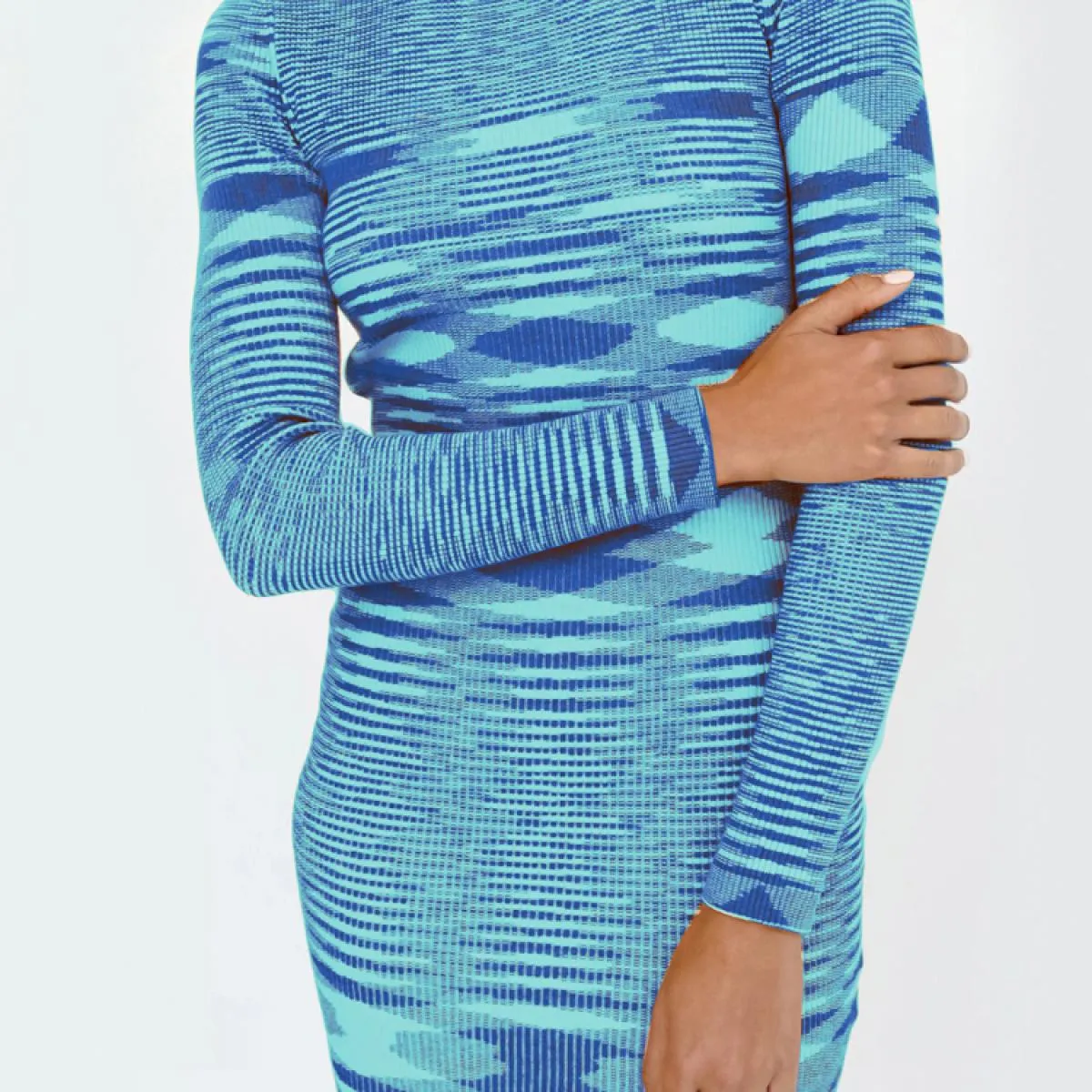 Abito in maglia a maniche lunghe autunnale Mini abiti aderenti elastici multicolori per donna Abiti da festa casual street