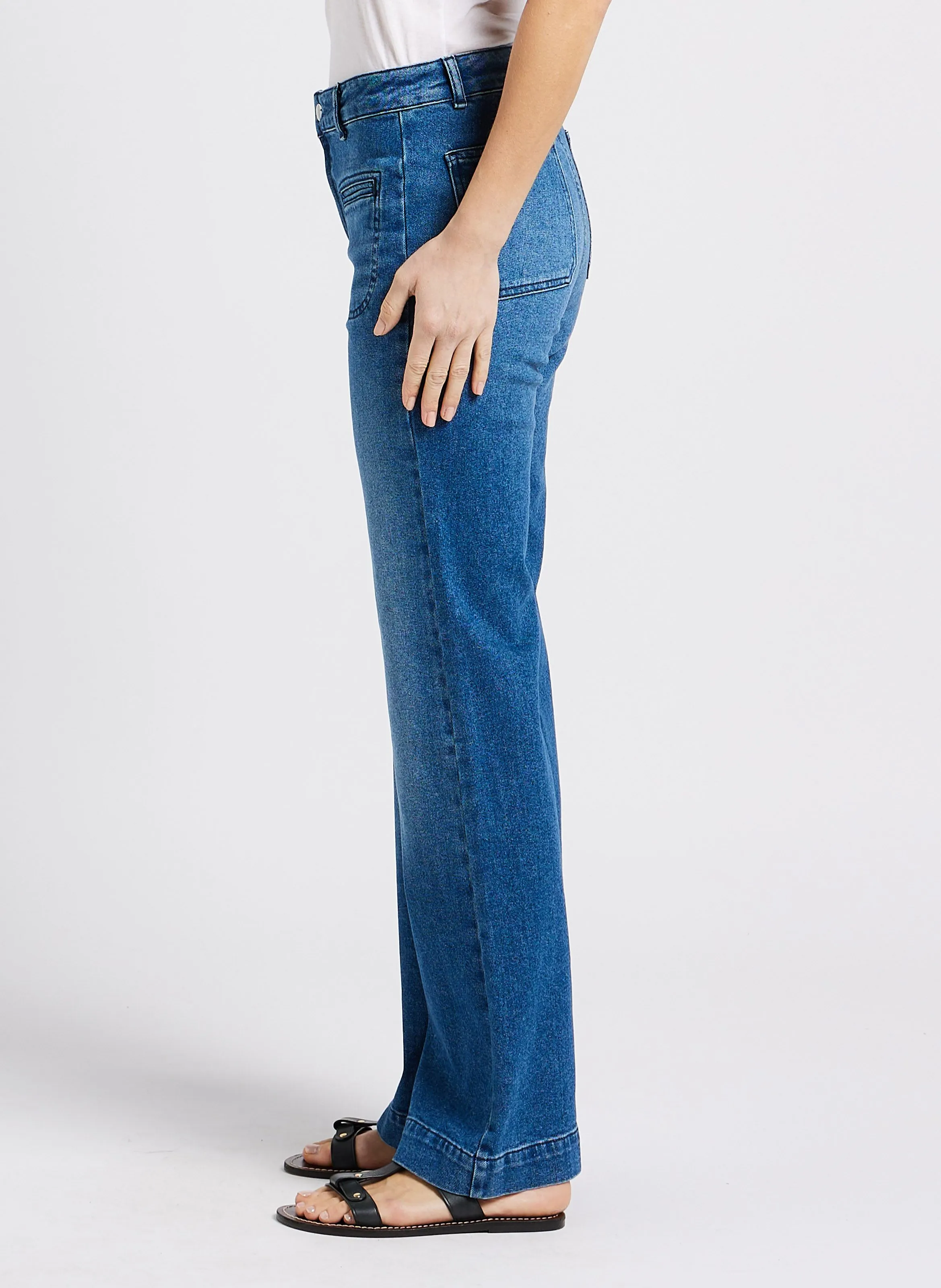  ACQUAVERDE   HENDRIX - Jeans flare a vita alta in cotone stretch | Blu