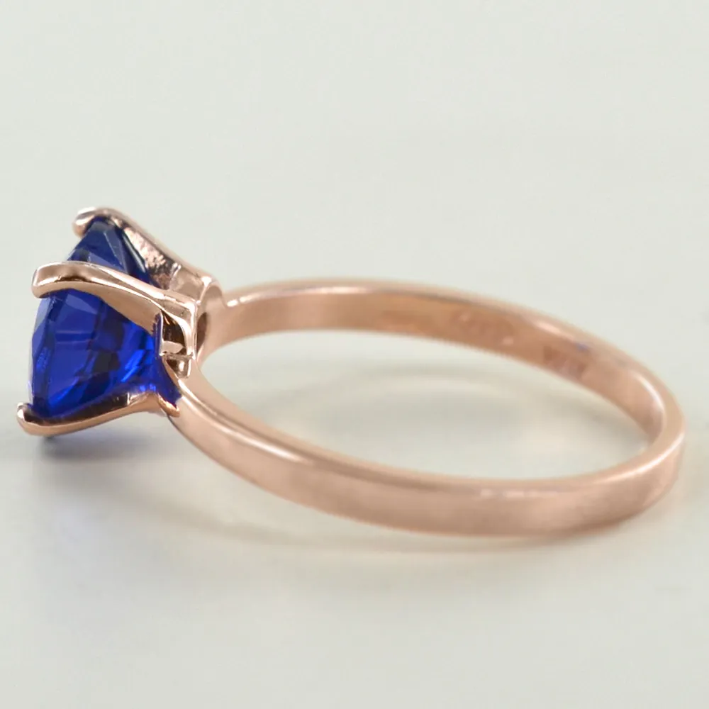 Anello con cuore in argento e zircone a cuore blu argento rose
