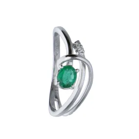 Anello in oro bianco con diamanti e smeraldo mis 14.5