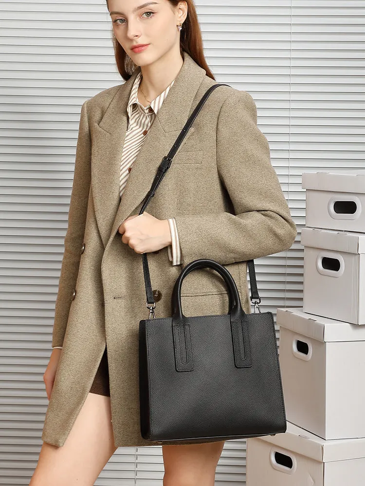 Borsa a tracolla casual da donna in pelle di vacchetta solida