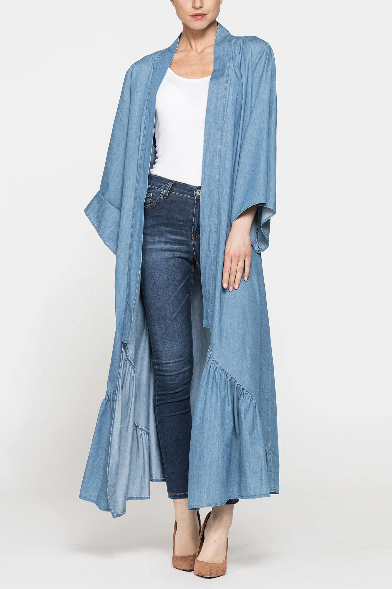 Carrera  ---------    ------------Kaftano oversize fit con balza sul fondo - azzurro