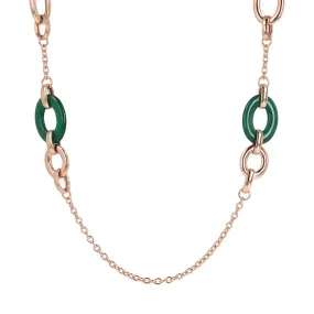 Collana Lunga Bronzallure con Agata Verde