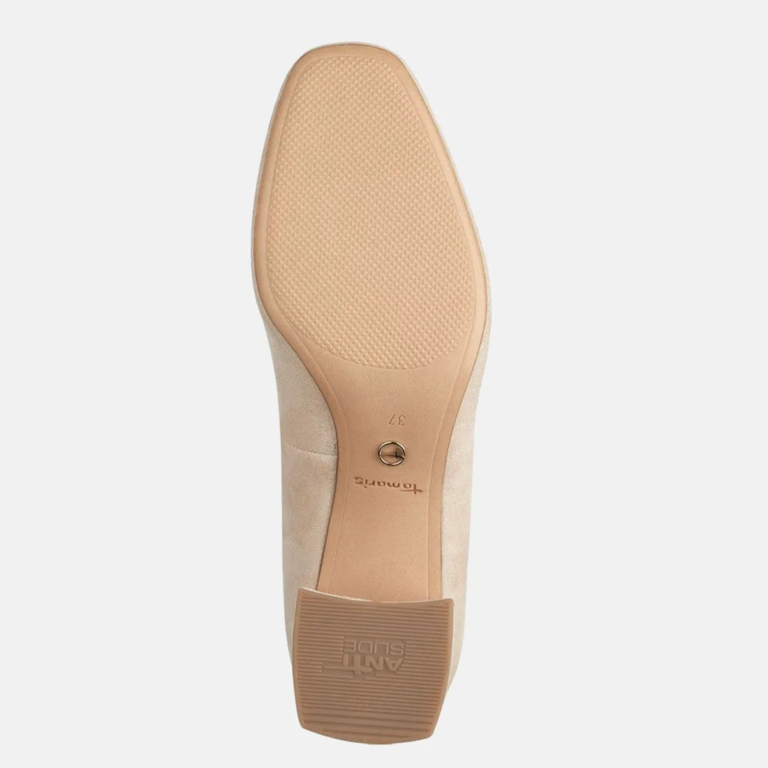 Decolleté Tamaris in camoscio beige con catena
