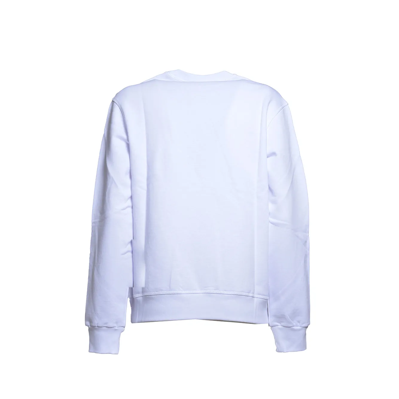 Felpa girocollo in cotone bianco con stampa logo Dsquared2 Junior