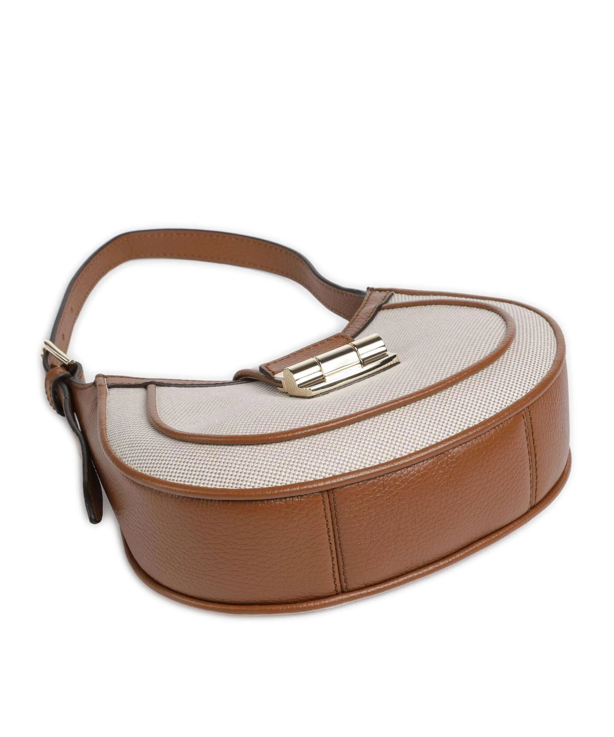  Furla Club 2 S Borsa a spalla cotone, pelle granulata beige/marrone  