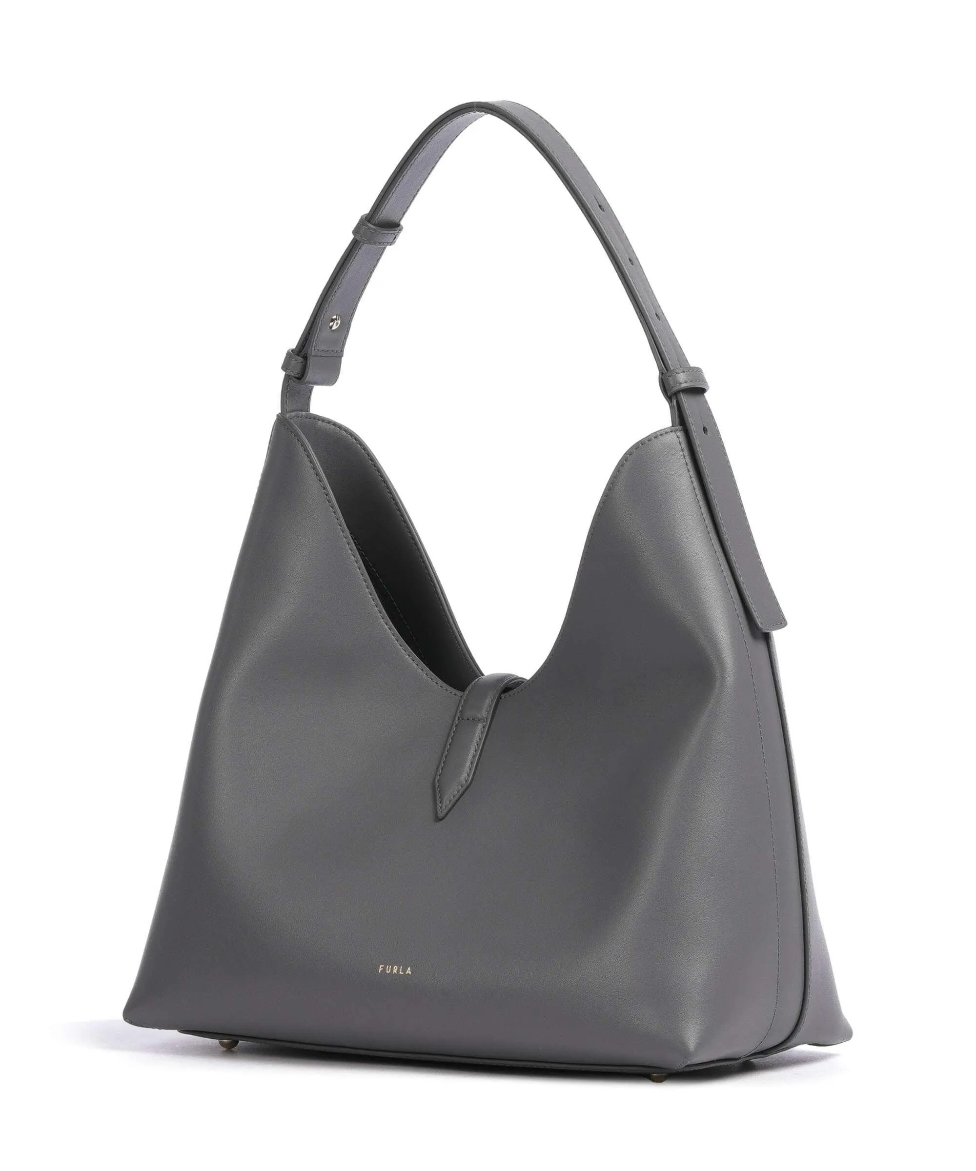  Furla Goccia M Borsa hobo pelle di vitello finemente grana grigio scuro  