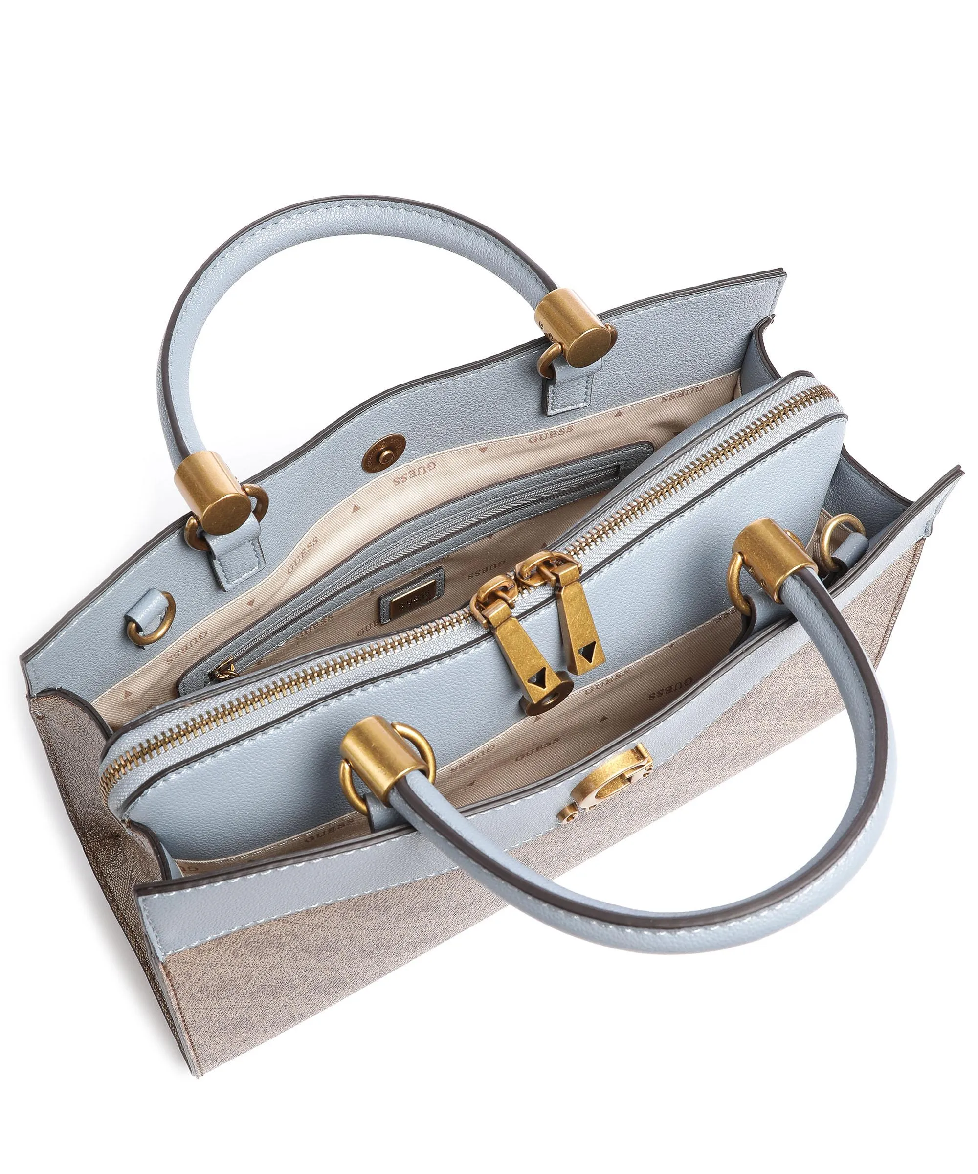  Guess Nell Borsa a mano pelle sintetica beige/blu  
