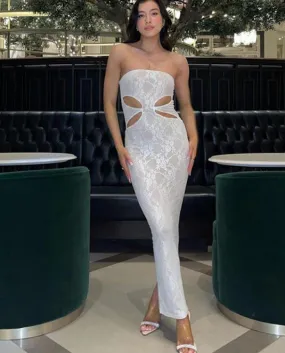 Hirigin Abito patchwork in rete da donna Elegante petto avvolto senza maniche Ho