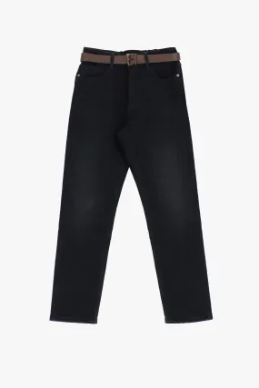  Jeans straight con cinque tasche e cintura 