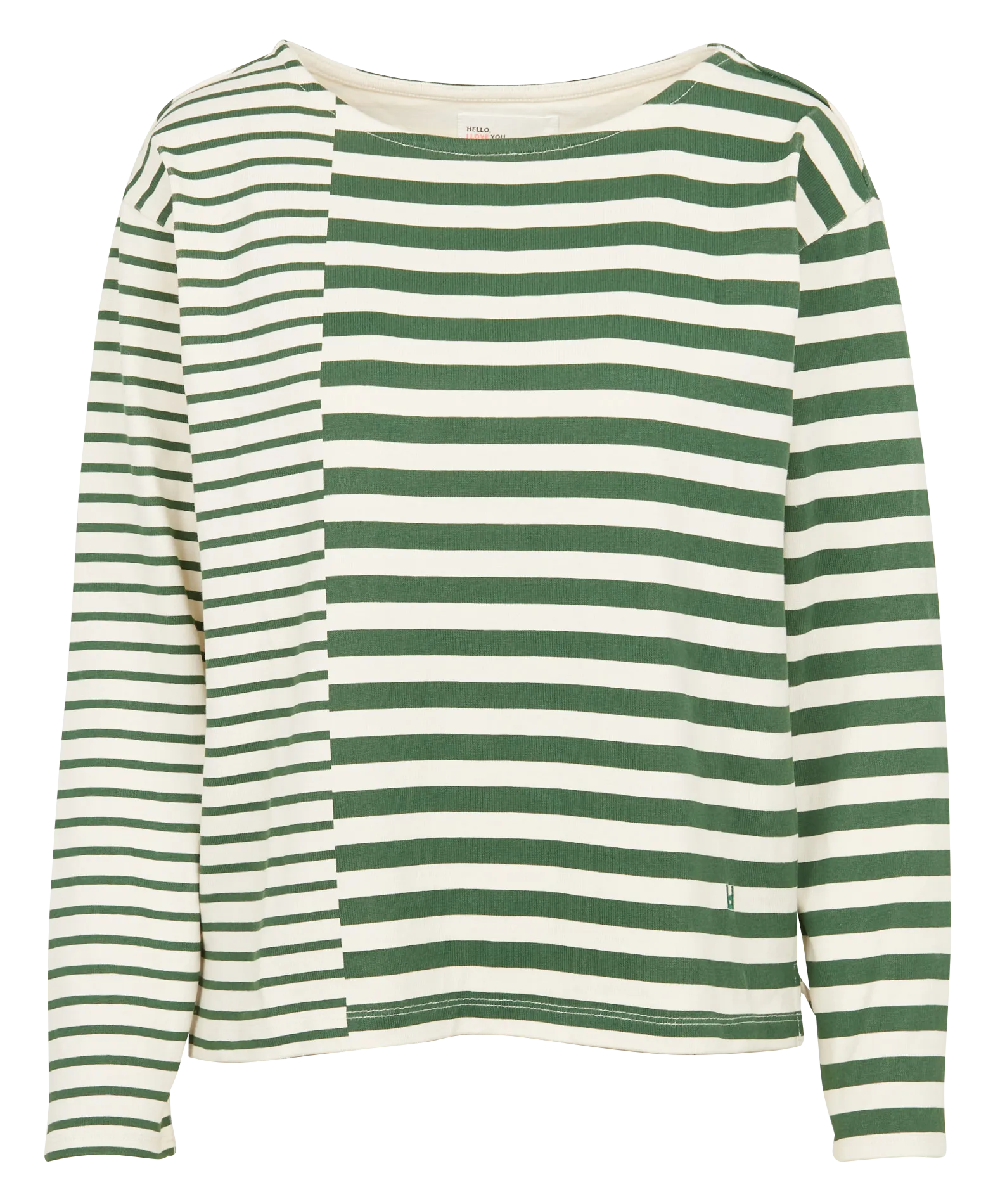  LEON & HARPER   THILL - T-shirt scollo tondo a righe | Verde