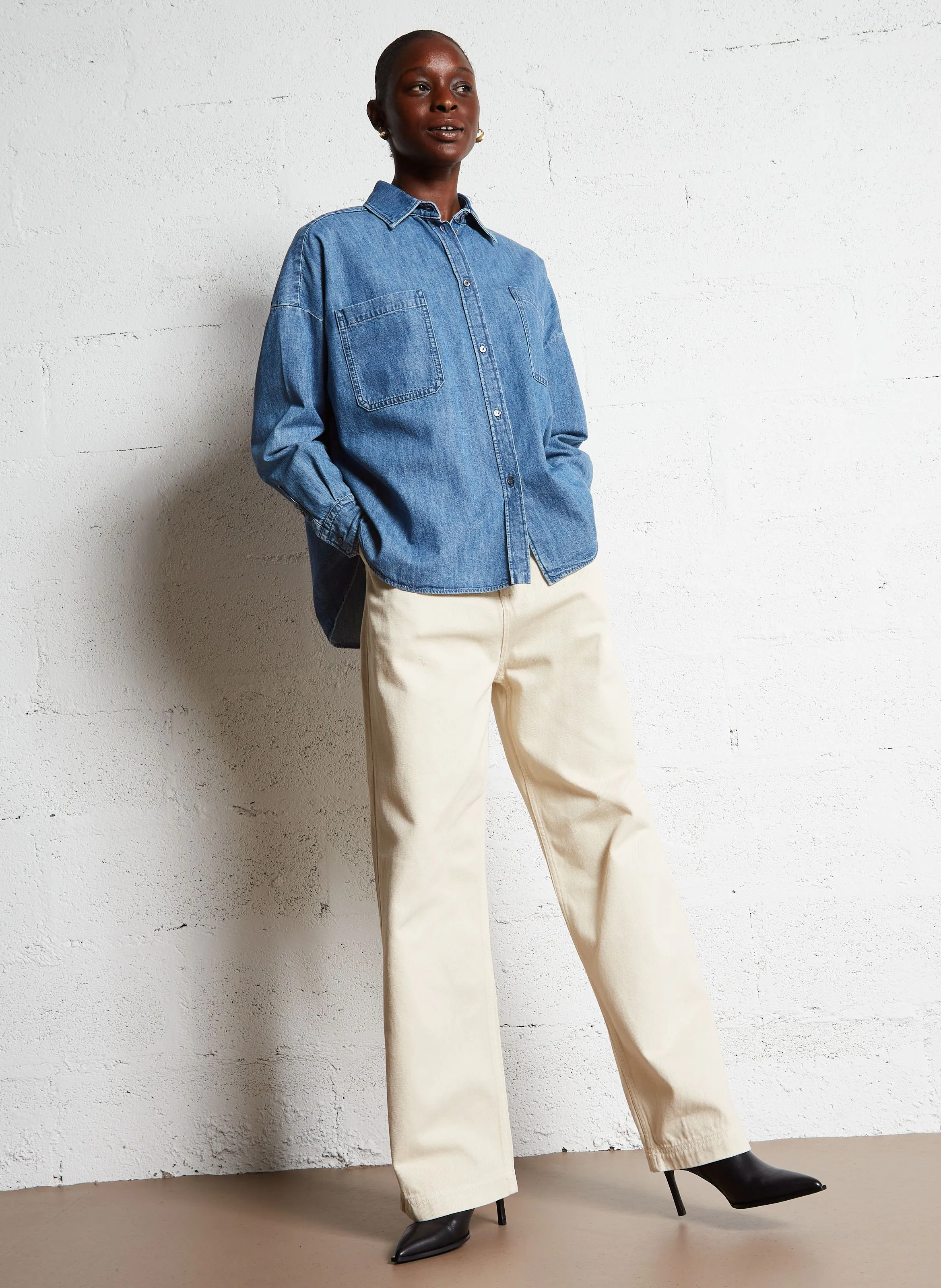  MAX MARA WEEK END   LANDA - Camicia ampia in denim di cotone | Blu