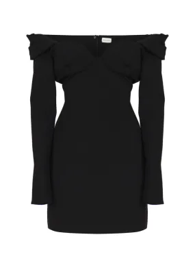 MINI ABITO NERO CON BUSTIER E SPALLE SCOPERTE