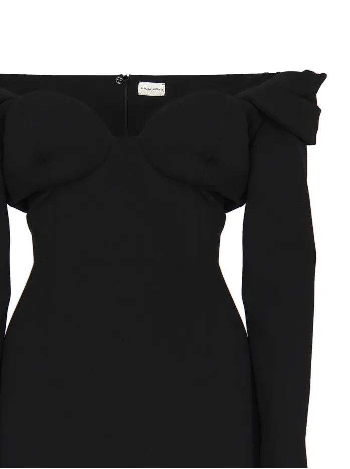 MINI ABITO NERO CON BUSTIER E SPALLE SCOPERTE