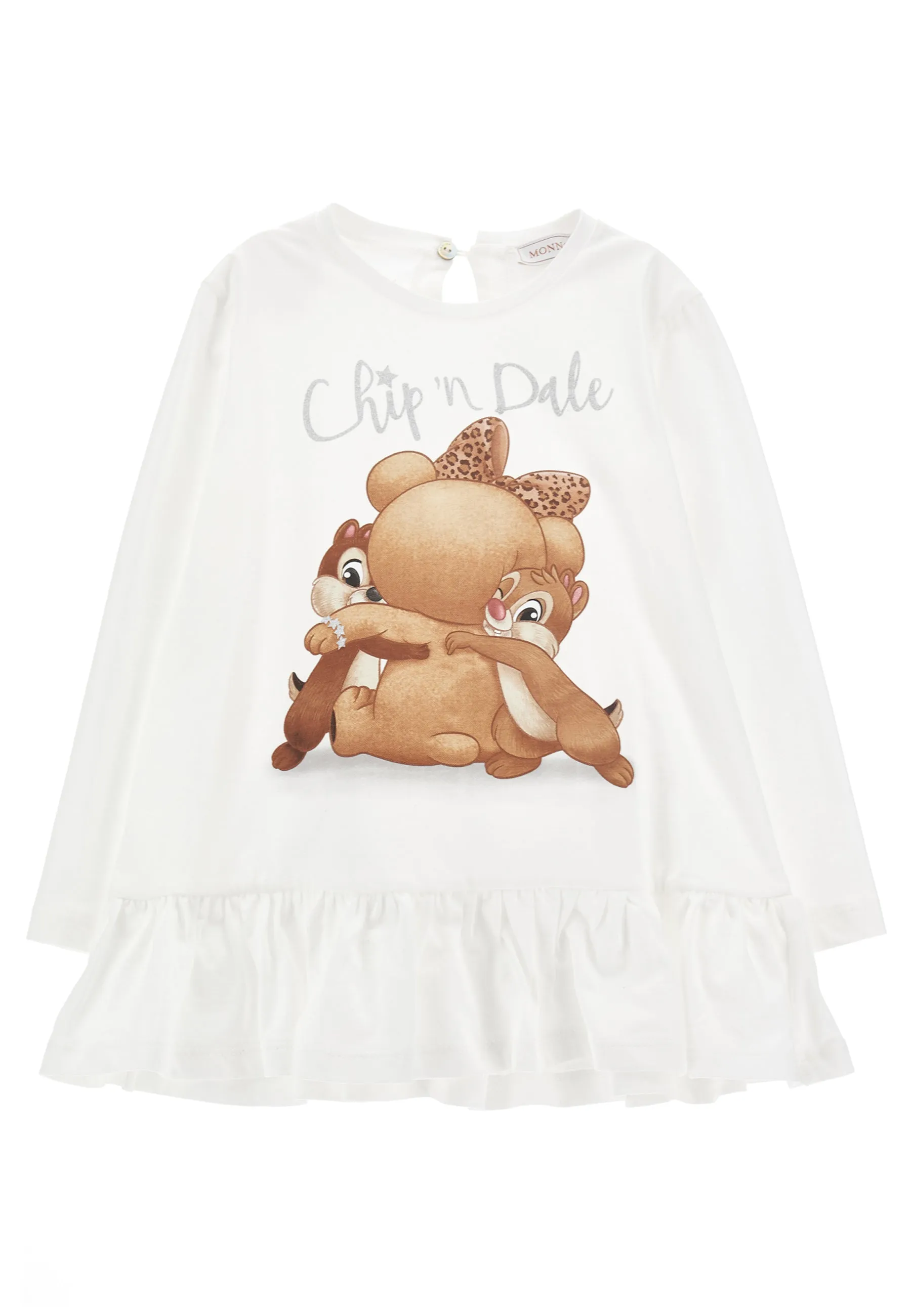 Monnalisa maxi t-shirt panna bambina in jersey di cotone