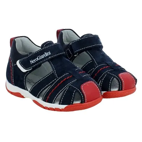 NeroGiardini  Sandalo ragnetto in camoscio blu 