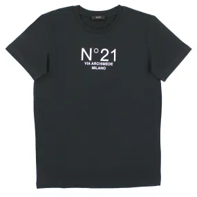 N°21 t-shirt bambino nera in jersey di cotone