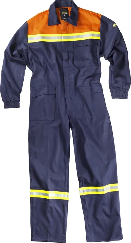 Operatore subacqueo ignifugo con nastro riflettente 100% cotone FIREWOOD EN11612 Navy Orange