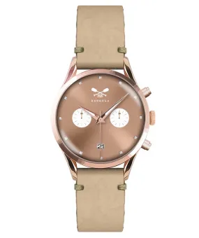 OROLOGIO CRONO SUNRAY ROSA ZIRCONI dm. 36,5 PELLE CREMA ROMBI BLU
