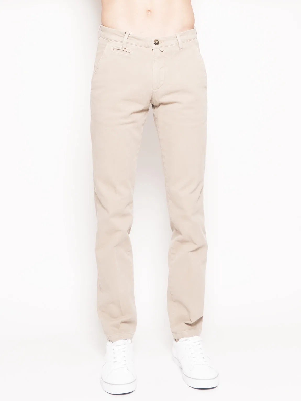 Pantalone in Cotone a Coste Beige