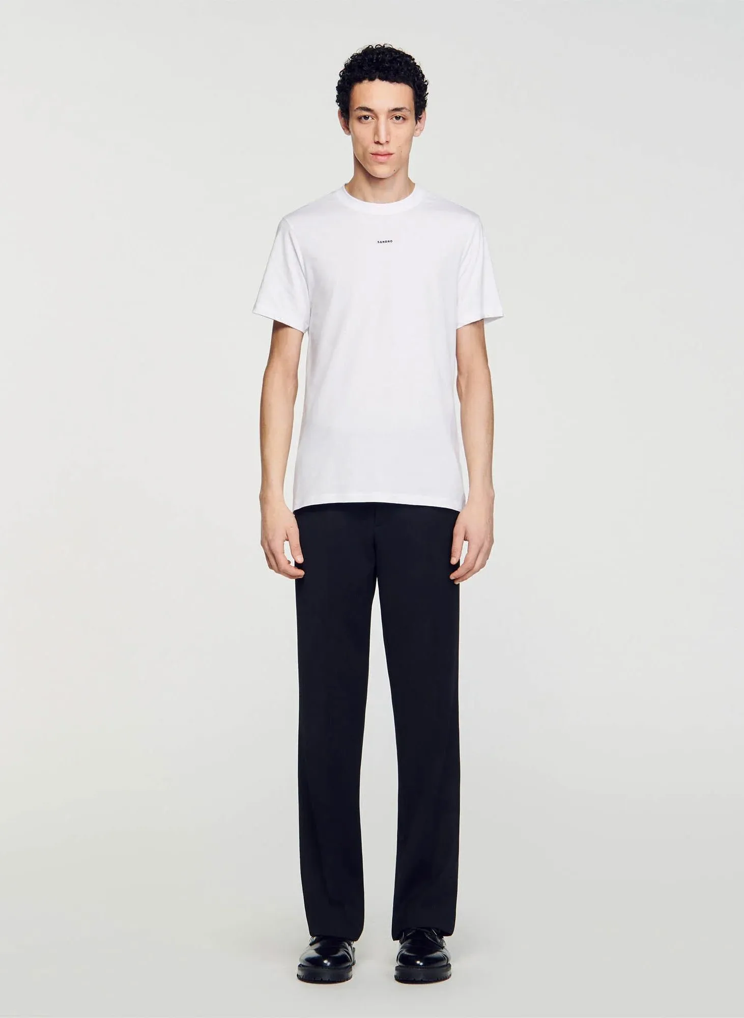  SANDRO   T-shirt dritta scollo tondo in cotone | Bianco