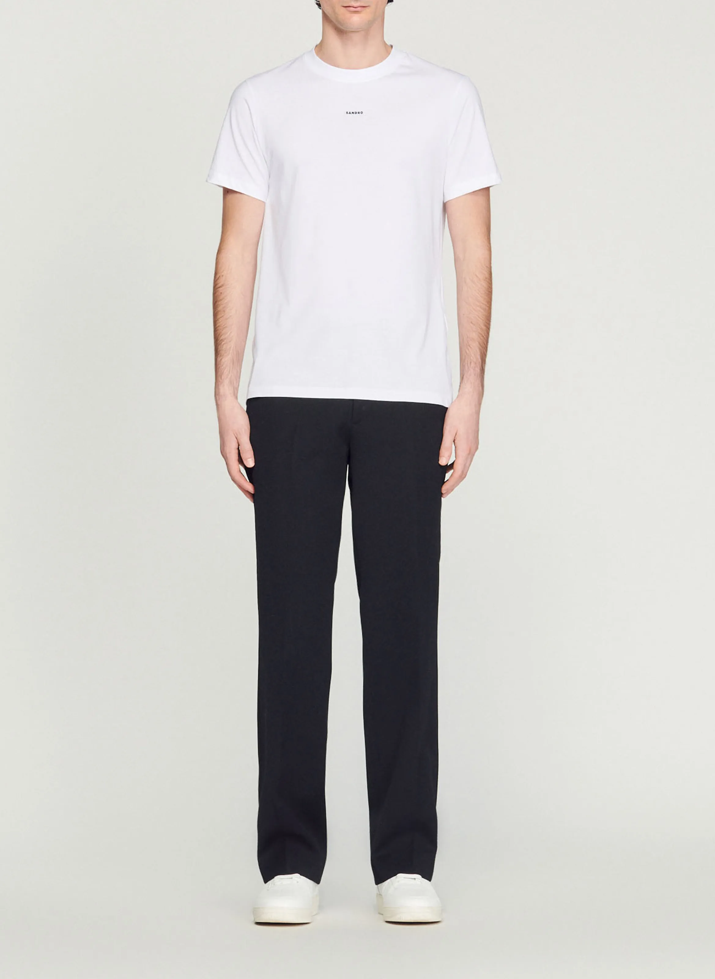  SANDRO   T-shirt scollo tondo regular fit in cotone biologico | Bianco