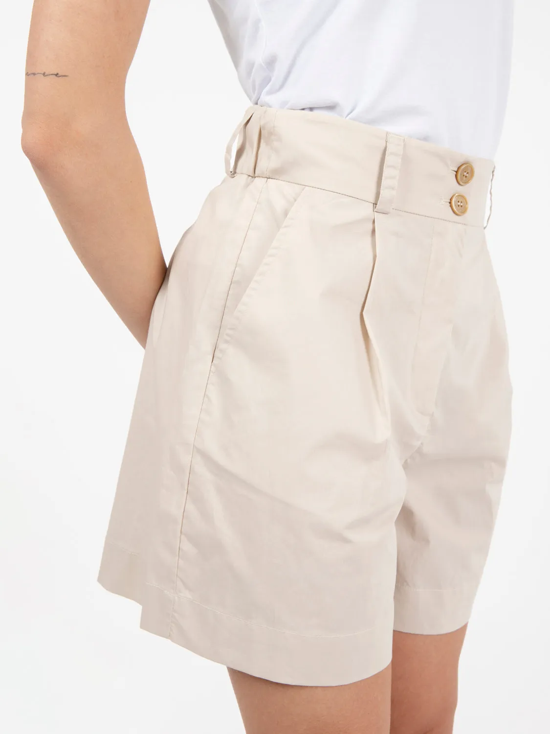 Short cotone poplin light oak