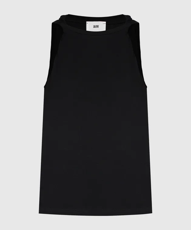 Solotre Top nero con rasoi accentati M1B0075