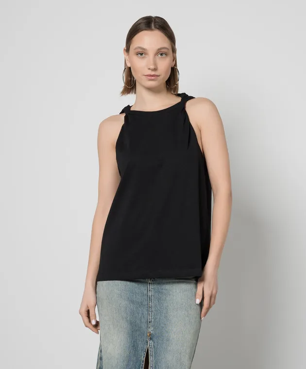 Solotre Top nero con rasoi accentati M1B0075