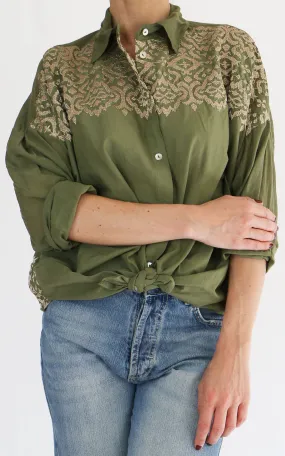 Susymix – camicia con ricamo – verde
