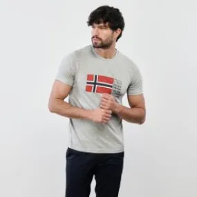 T-shirt grigia maniche corte con maxi logo