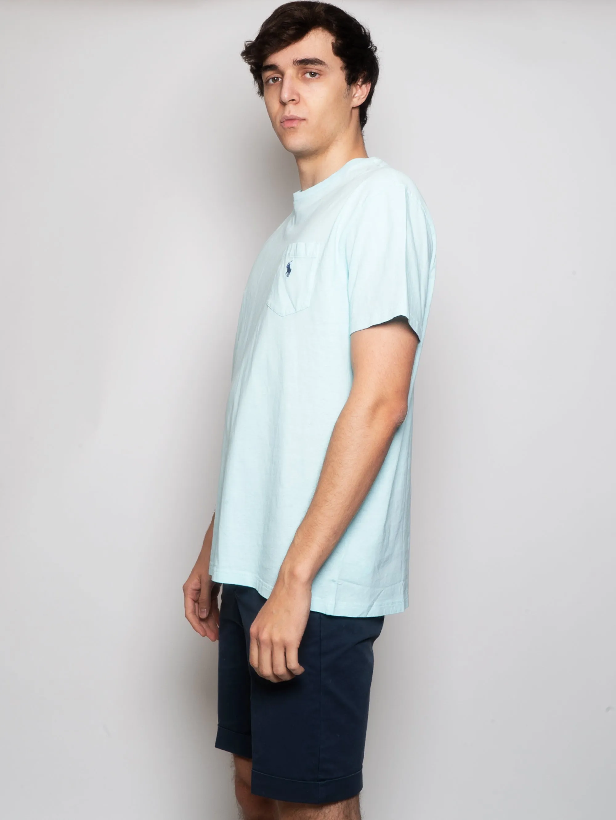 T-shirt in Cotone e Lino con Taschino Acqua
