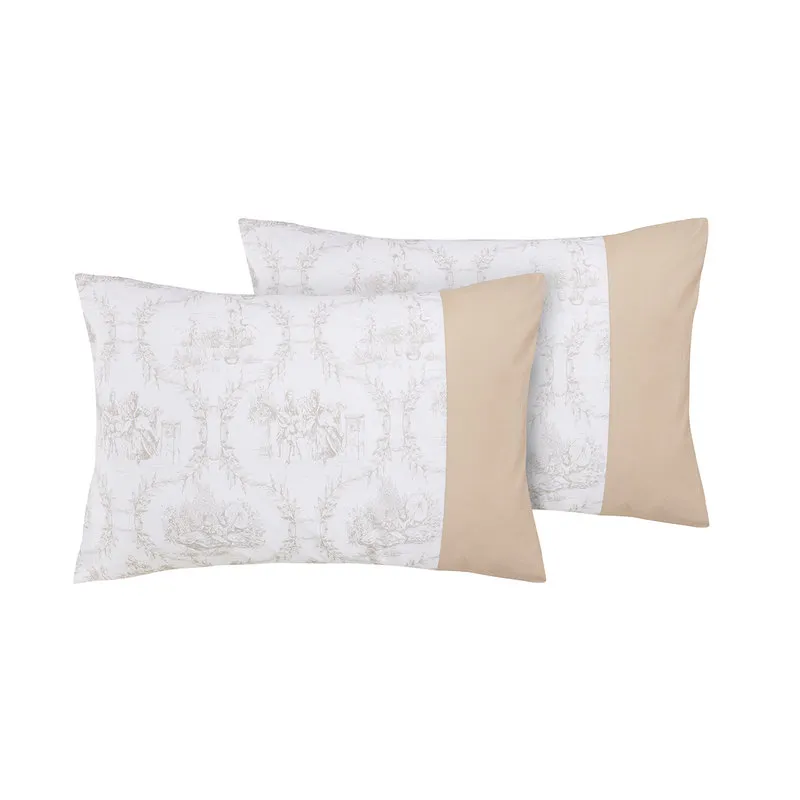 Toile De Jouy Completo letto bifaccia in cotone Toile de Jouy Camargue/Sabbia