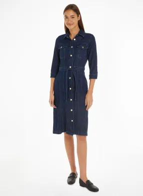  TOMMY HILFIGER   Abito midi in denim di cotone | Jeans denim brut