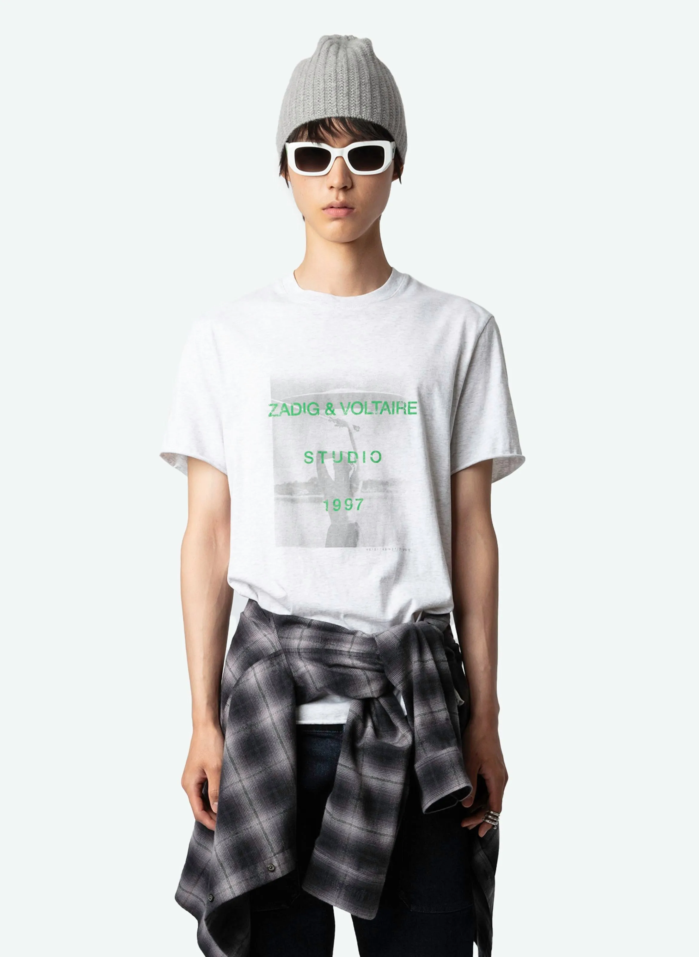  ZADIG&VOLTAIRE   TED - T-shirt dritta scollo tondo in cotone bio stampato | Grigio
